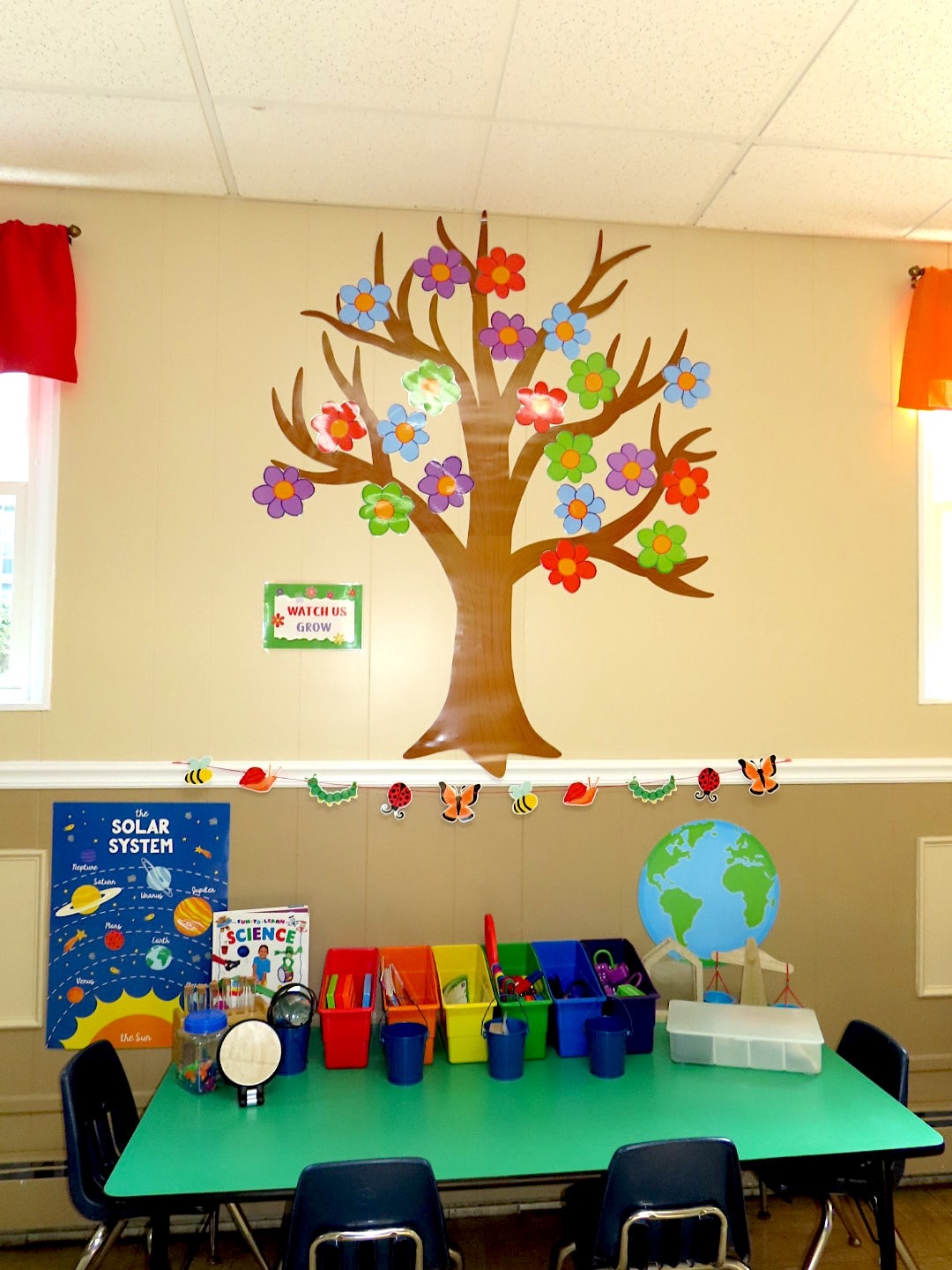 Colorful classroom tree wall decoration