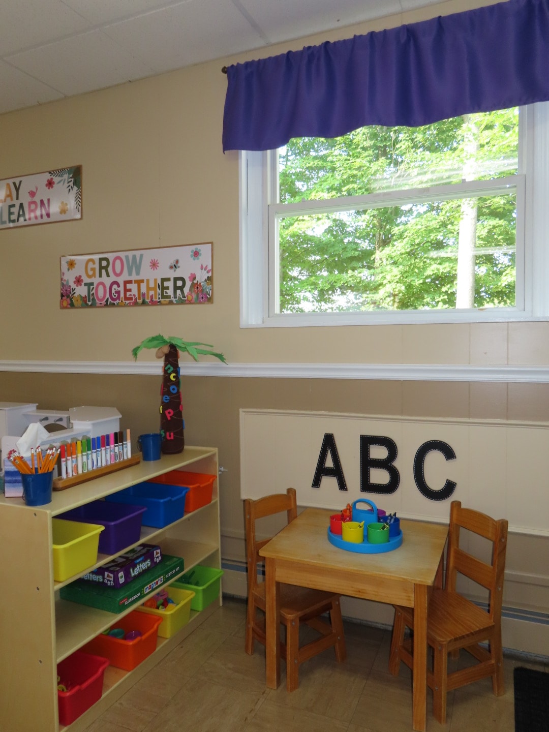 Classroom learning center with ABC display