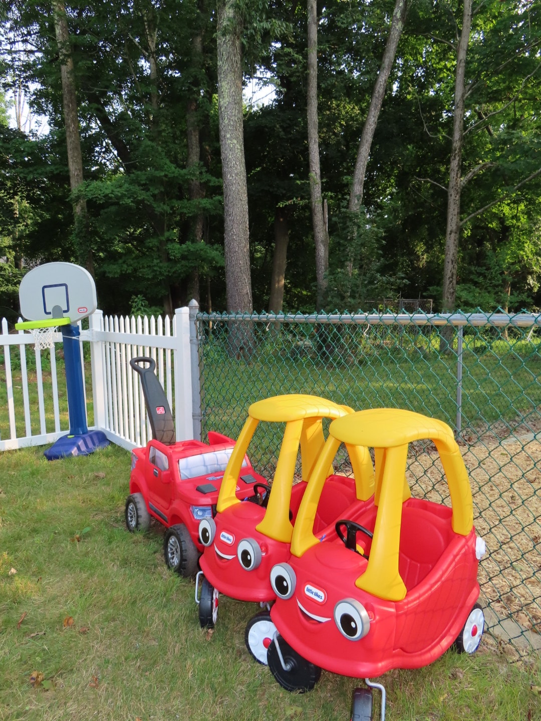 Backyard playground with toy cars